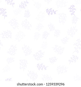 Light Purple vector seamless natural background with branches. Doodle illustration of leaves and branches in Origami style. Texture for window blinds, curtains.