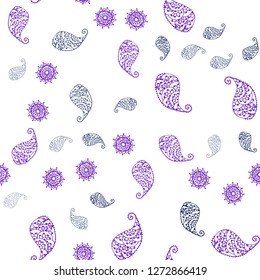 Light Purple vector seamless natural pattern with leaves and flowers. Creative illustration in blurred style with leaves, flowers. Pattern for trendy fabric, wallpapers.