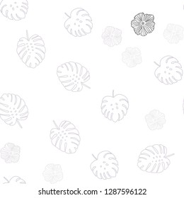 Light Purple vector seamless natural artwork with flowers, leaves. Colorful illustration in doodle style with leaves, flowers. Pattern for trendy fabric, wallpapers.