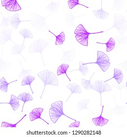 Light Purple vector seamless natural artwork with leaves. Doodle illustration of leaves in Origami style with gradient. Texture for window blinds, curtains.
