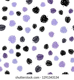 Light Purple vector seamless natural backdrop with leaves. leaves on elegant natural pattern with gradient. Design for wallpaper, fabric makers.