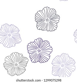 Light Purple vector seamless natural artwork with flowers. Creative illustration in blurred style with flowers. Design for textile, fabric, wallpapers.