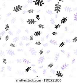 Light Purple vector seamless natural backdrop with leaves, branches. An elegant bright illustration with leaves and branches. Template for business cards, websites.