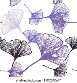 Light Purple vector seamless natural pattern with leaves. leaves on blurred abstract background with gradient. Pattern for design of fabric, wallpapers.