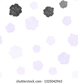 Light Purple vector seamless natural pattern with flowers. Doodle illustration of flowers in Origami style. Design for wallpaper, fabric makers.