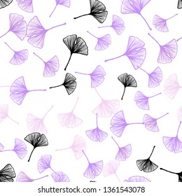 Light Purple vector seamless natural backdrop with leaves. Colorful illustration in doodle style with leaves. Pattern for trendy fabric, wallpapers.