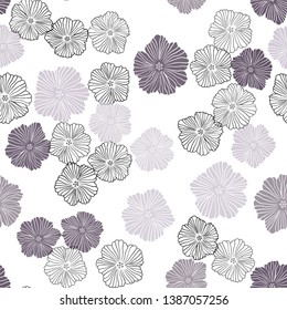 Light Purple vector seamless natural pattern with flowers. Illustration with colorful abstract doodle flowers. Design for textile, fabric, wallpapers.