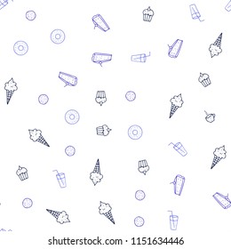 Light Purple vector seamless pattern with fresh ingredients. Beautiful colored illustration with food in doodle style. Pattern for ads of breakfast, lunch, dinner.