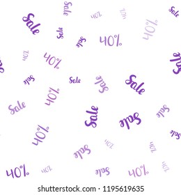 Light Purple vector seamless pattern with 40 percentage signs. Colorful set of  percentage signs in simple style. Template for season sales, shopping ads.