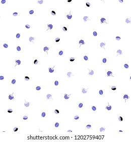 Light Purple vector seamless pattern with coffee beans, cups. Decorative gradient design of coffee cups and beans. Doodle design for your business advert of cafes.
