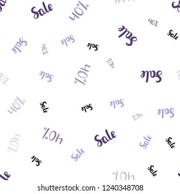 Light Purple vector seamless pattern with 40 percentage signs. Colorful set of  percentage signs in simple style. Backdrop for super sales on Black Friday.