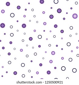 Light Purple vector seamless pattern with spheres. Beautiful colored illustration with blurred circles in nature style. Template for business cards, websites.
