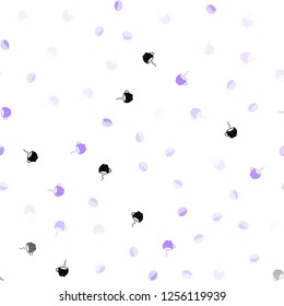 Light Purple vector seamless pattern with coffee beans, cups. Decorative gradient design of coffee cups and beans. Pattern for menu of cafes and restaurants.