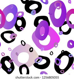 Light Purple vector seamless pattern with spheres. Blurred bubbles on abstract backdrop with colorful gradient. Pattern for design of fabric, wallpapers.