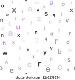 Light Purple vector seamless pattern with ABC symbols. Abstract illustration with colored latin alphabet. Pattern for design of fabric, wallpapers.