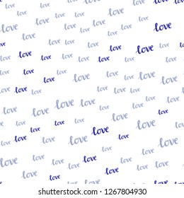 Light Purple vector seamless pattern with phrase LOVE YOU. Decorative illustration with words of love in abstract style. Design for wallpaper, fabric makers.