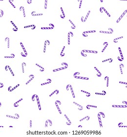Light Purple vector seamless pattern with delicious xmas candies.