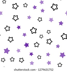 Light Purple vector seamless pattern with christmas stars. Shining colored illustration with stars. Template for business cards, websites.