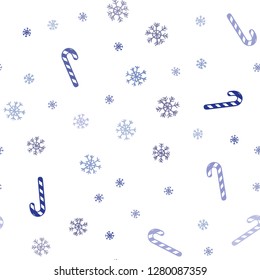 Light Purple vector seamless pattern with delicious xmas candies.