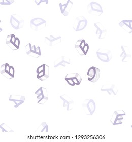 Light Purple vector seamless pattern with 3D ABC symbols. Abstract illustration with 3D ABC symbols. Texture for window blinds, curtains.