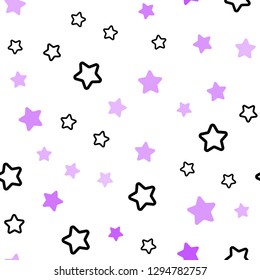 Light Purple vector seamless pattern with christmas stars. Decorative shining illustration with stars on abstract template. Pattern for design of fabric, wallpapers.
