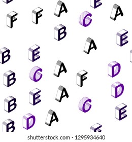 Light Purple vector seamless pattern with 3D ABC symbols. Colorful gradient design in 3D style with signs of alphabet. Texture for window blinds, curtains.