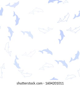 Light Purple vector seamless pattern with sea dolphins. Decorative design in natural style with sea dolphins. Template for natural magazines.