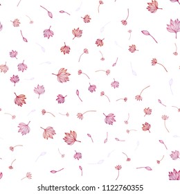 Light Purple vector seamless sketch background. Colorful illustration in doodle style with leaves. New template for your business design.