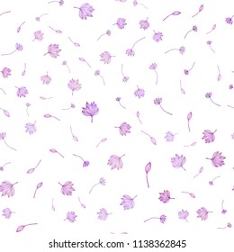 Light Purple vector seamless sketch texture. Brand new colored illustration with leaves. Pattern for coloring books and pages for kids.