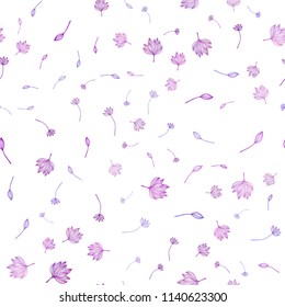Light Purple vector seamless sketch texture. Creative illustration in blurred style with leaves. New template for your business design.