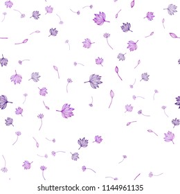 Light Purple vector seamless sketch layout. Doodle illustration of leaves in Origami style with gradient. Pattern for wallpapers and coloring books.