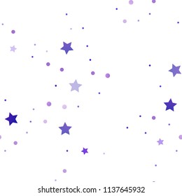 Light Purple vector seamless template with sky stars. Glitter abstract illustration with colored stars. Best design for your ad, poster, banner.