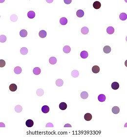 Light Purple vector seamless template with circles. Abstract illustration with colored bubbles in nature style. The pattern can be used for ads, leaflets of liquid.
