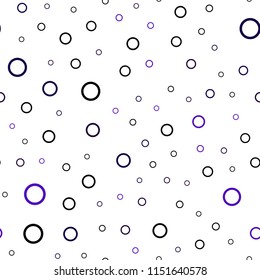 Light Purple vector seamless template with circles. Blurred decorative design in abstract style with bubbles. Pattern can be used for ads, leaflets.