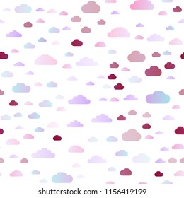 Light Purple vector seamless template with sky, clouds. Colorful illustration with abstract clouds. Pattern for trendy fabric, wallpapers.