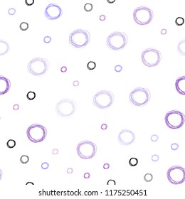 Light Purple vector seamless template with circles. Glitter abstract illustration with blurred drops of rain. Pattern can be used for beautiful websites.