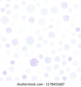 Light Purple vector seamless template with ice snowflakes. Modern geometrical abstract illustration with crystals of ice. Template for business cards, websites.