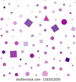 Light Purple vector seamless template with crystals, circles, squares. Abstract gradient illustration with circles, triangles, cubes. Design for textile, fabric, wallpapers.
