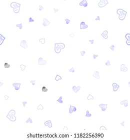 Light Purple vector seamless template with doodle hearts. Illustration with hearts in love concept for valentine's day. Beautiful design for your business advert of anniversary.