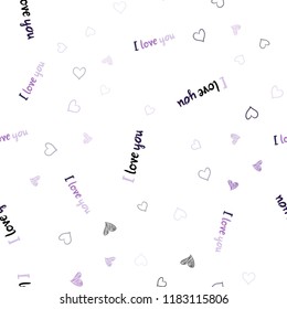 Light Purple vector seamless template with doodle hearts. Illustration with hearts in love concept for valentine's day. Template for Valentine's greeting postcards.