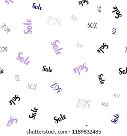 Light Purple vector seamless template with 30% selling. Shining colorful illustration with isolated selling prices. Design for business ads, commercials.