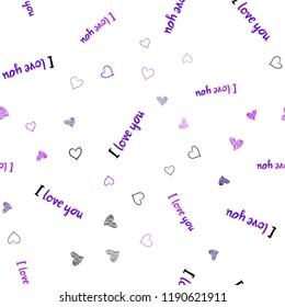 Light Purple vector seamless template with doodle hearts. Beautiful colored illustration with hearts in celebration style. Beautiful design for your business advert of anniversary.