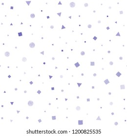 Light Purple vector seamless template with crystals, circles, squares. Illustration with set of colorful circles, triangles, squares. Template for business cards, websites.
