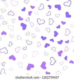 Light Purple vector seamless template with doodle hearts. Beautiful colored illustration with hearts in celebration style. Design for ad, poster, banner of Valentine Day.