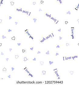 Light Purple vector seamless template with doodle hearts. Blurred decorative design in doodle style with hearts. Pattern for carnival, festival romantic leaflets.
