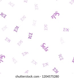 Light Purple vector seamless template with 30%, 40%, 50% selling. Illustration with signs of sales on abstract template. Backdrop for ads, leaflets of Black Friday.