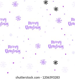 Light Purple vector seamless template with ice snowflakes. Colorful decorative design in xmas style with snow. Template for business cards, websites.