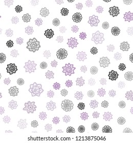 Light Purple vector seamless template with ice snowflakes. Decorative shining illustration with snow on abstract template. Pattern for design of window blinds, curtains.