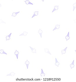 Light Purple vector seamless template with tasty ice-cream. Decorative illustration with ice-cream on abstract template. Pattern for menu of cafes and restaurants.