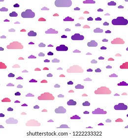 Light Purple vector seamless template with sky, clouds. Beautiful illustration with colorful sky, clouds. Template for business cards, websites.